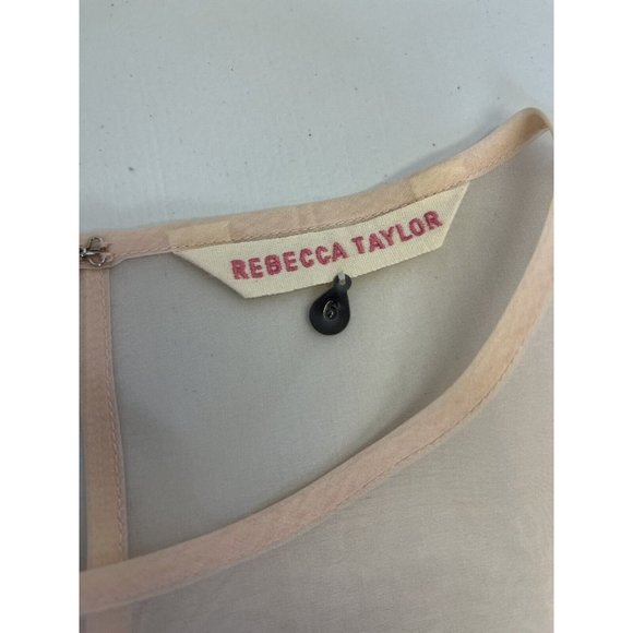 Rebecca Taylor Soft Pink Silk Net Lace Blouse Silk Top Tank Size 6 - Picture 5 of 14